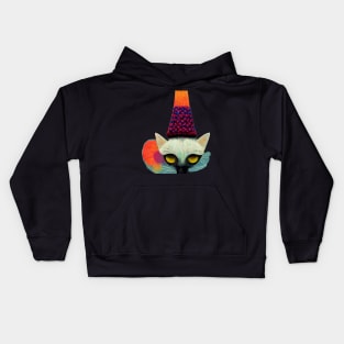 Surreal, Super cool low res cat weaing a hat,colourful, Kids Hoodie